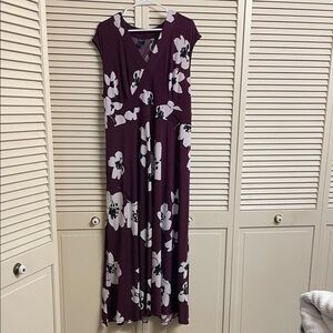 Gabby Skye Plum and White Floral Maxi Dress
